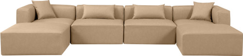 Cube - 6 Piece Modular Double Chaise Sectional - Tan