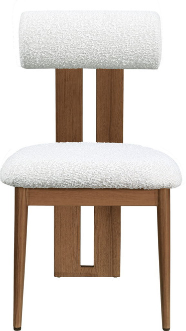 Dario - Boucle Dining Chair With Brown Frame (Set of 2) - Cream