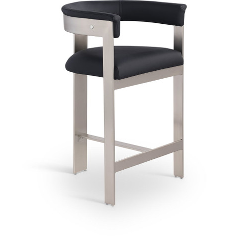 Romeo - Faux Leather Counter Stool With Silver Base (Set of 2)