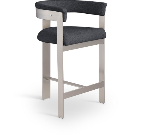 Romeo - Boucle Counter Stool With Silver Base (Set of 2) Romeo - Boucle Counter Stool With Silver Base (Set of 2)