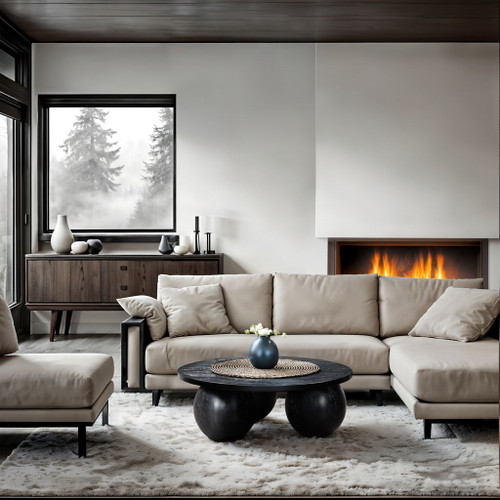 Fitch - Wood Oak Veneer Coffee Table - 3 Legs