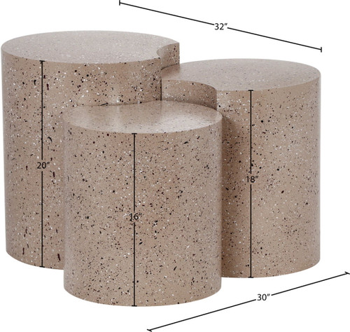 Dimple - 20" 3 Piece Modular End Table - Terazzo Finish