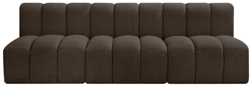 Arc - Boucle Fabric 3 Piece Modular Straight Sofa - Brown