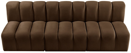 Arc - Velvet 4 Piece Modular Straight Sofa - Brown