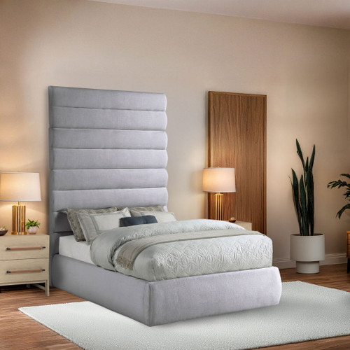 Adam - Linen Fabric Bed With 89" Headboard
