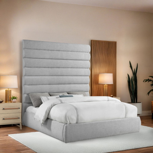 Adam - Linen Fabric Bed With 89" Headboard