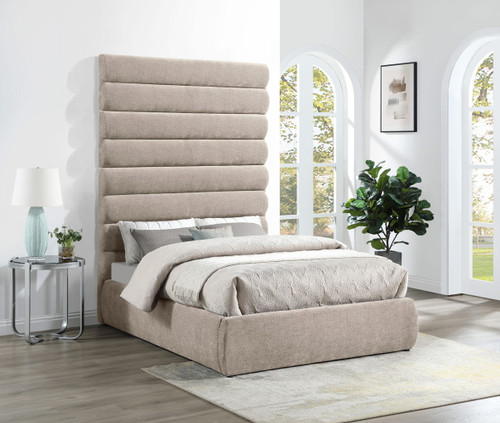 Adam - Chenille Fabric Bed With 89" Headboard