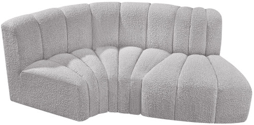 Arc - Boucle Fabric 3 Piece Modular L-Shaped Sofa