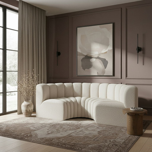 Arc - Boucle Fabric 4 Piece U-Shaped Modular Sofa