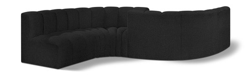 Arc - Boucle Fabric 6 Piece Modular Sofa - Black