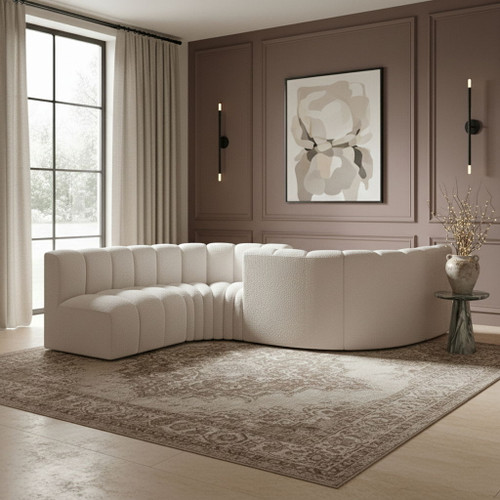 Arc - Boucle Fabric 6 Piece Modular Sofa - Black