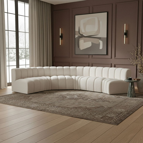 Arc - Boucle Fabric 6 Piece U-Shaped Modular Sofa
