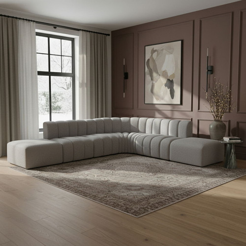 Arc - Boucle Fabric 7 Piece Corner Modular Sofa