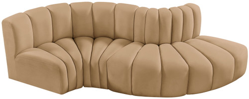 Arc - Velvet 4 Piece L-Shaped Modular Sofa