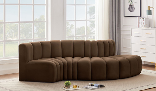 Arc - Velvet 4 Piece L-Shaped Modular Sofa