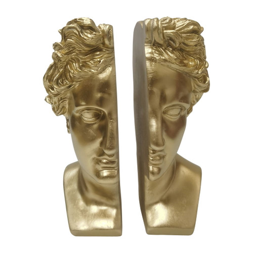 Resin 9" Greek Goddess Bookends - Gold