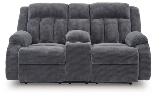 Observation - Double Reclining Power Loveseat With Console - Steel