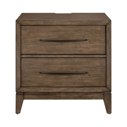 Shaker Lakes - Nightstand With Charging Station - Harvest Brown
