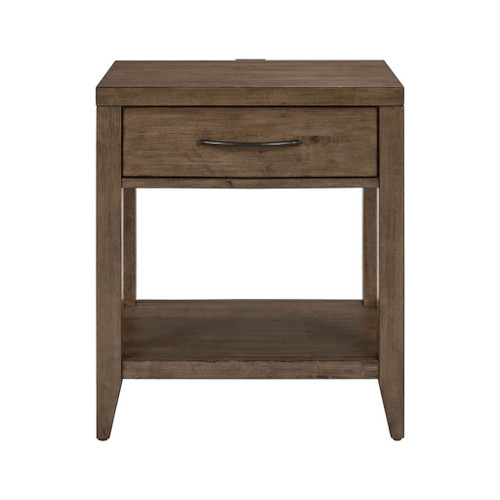Shaker Lakes - Open Nightstand With Charging Station - Brown