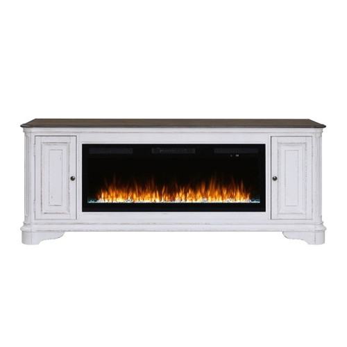Fireplace TV Consoles - 244 82" Console With Fire FTS - White