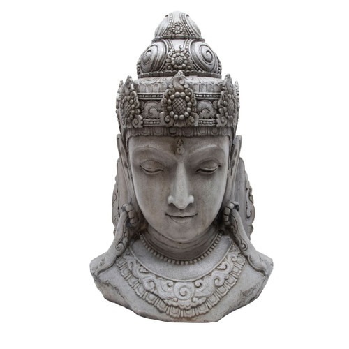 Resin Buddha Head 33" - Gray