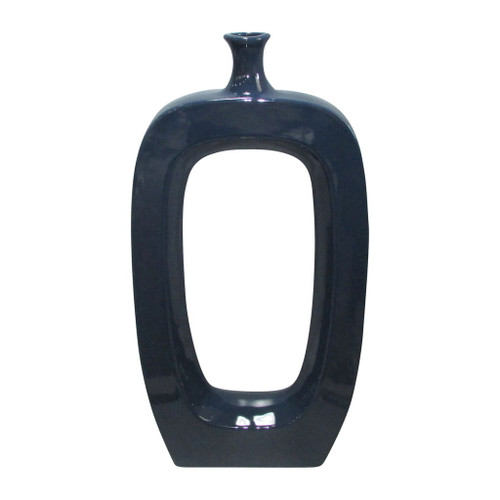 Ceramic 24" Vase With Cutout - Navy Blue