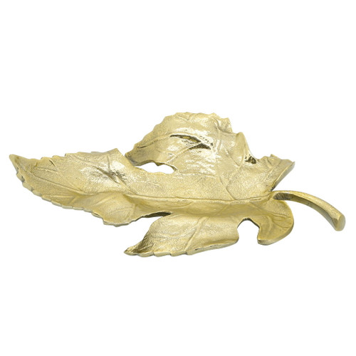 Metal 13" Maple Leaf Tray - Gold
