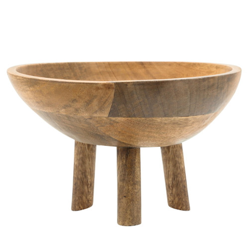 Wood Bowl With 3 Legs 10" - Brown