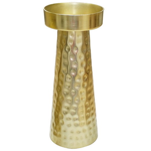 Metal Hammered Candle Holder 10" - Gold