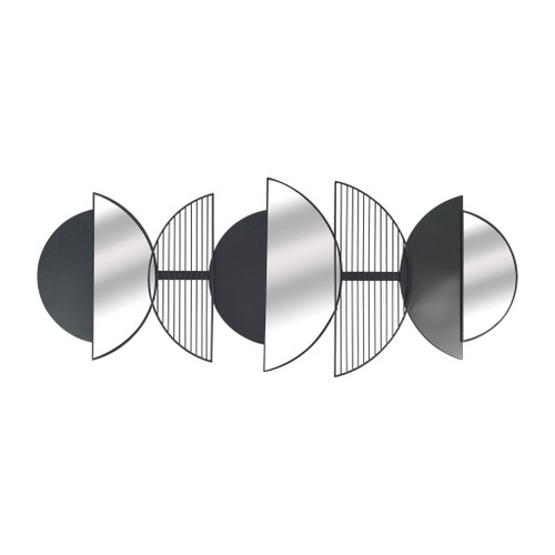 Metal Half Circle Mirrored Wall Decor 36" - Black Wb