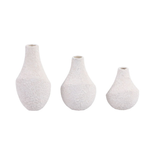 5" / 7" / 9" Klamath Ceramic Vases (Set of 3) - Cream