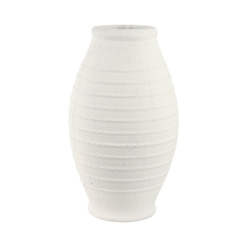 20" Rope Ribbed Vase - White
