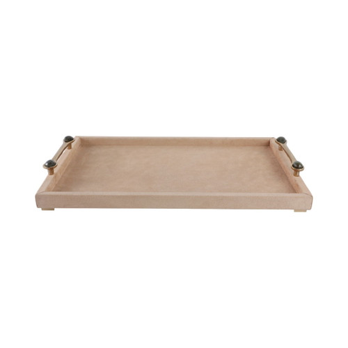Kelsie Suede Labradorite Gemstone Hardware Tray - Tan