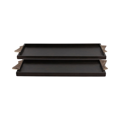 22" / 26" Andros Trays With Aluminium Hardware (Set of 2) - Dark Brown