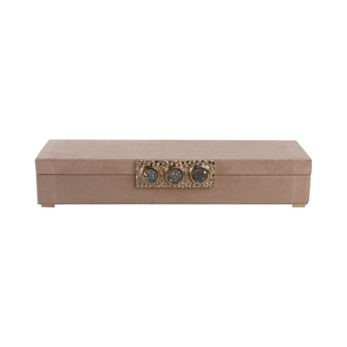 Felix Suede Pyrite Gemstone Hardware Box - Ivory
