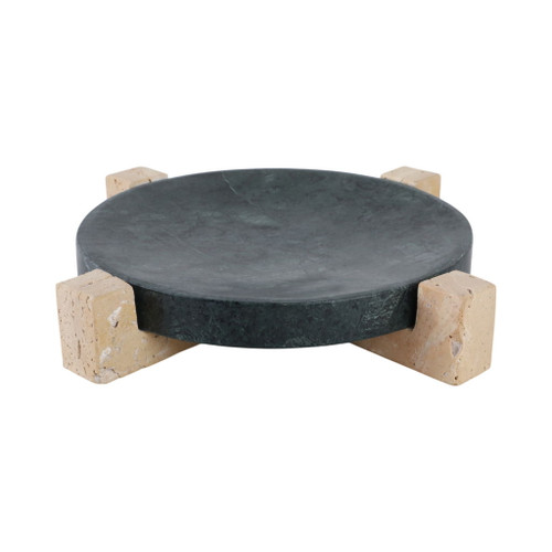 Archer Large Marble And Travertine Tray - Black