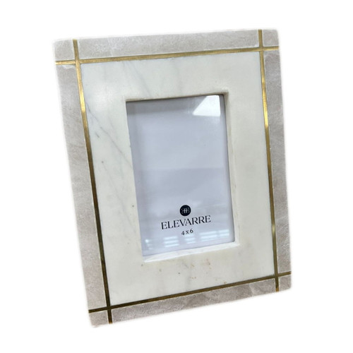 4"x6" Vero Alabaster And Marble Photo Frame - White / Gray