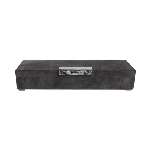 Etta Suede And Moonstone Gemstone Hardware Box - Gray