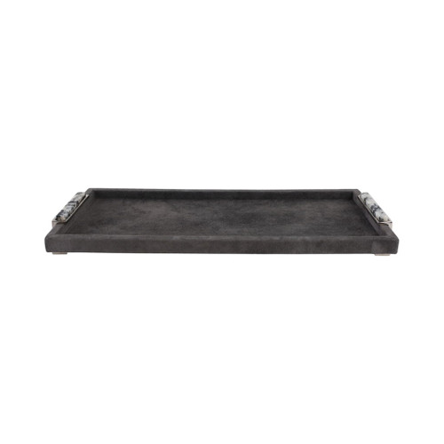 Etta Suede And Moonstone Gemstone Hardware Tray - Gray