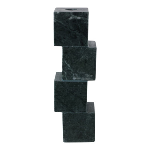 10" Stacked Cube Marble Taper Holder - Green