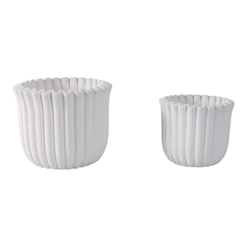 6" / 8" Fluted Planters (Set of 2) - White