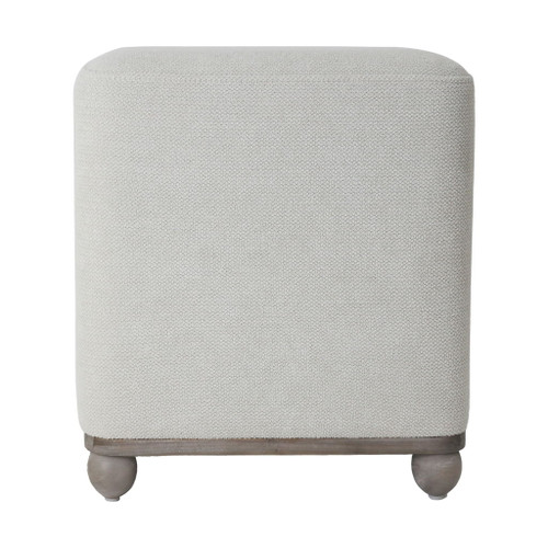 Pharlain Square Stool With Wood Feet - Ivory