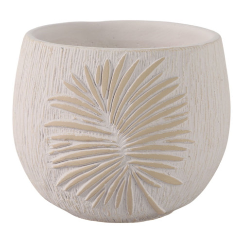 6" Pampas On Rounded Planter - Ivory