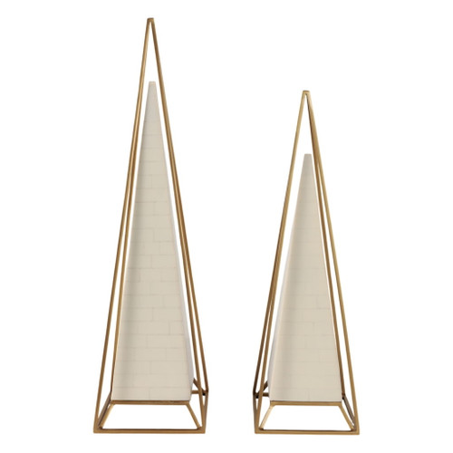 26" / 21" Carlisle Large Pyramids (Set of 2) - Gold / White