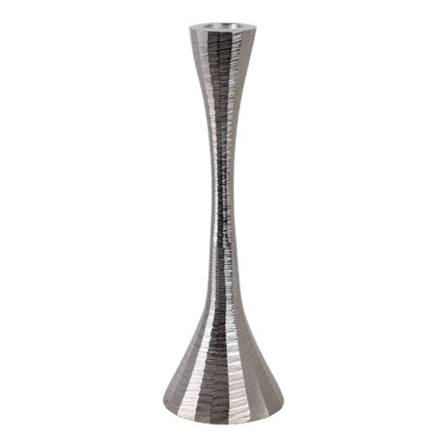 9" Etched Metal Taper Holder - Silver