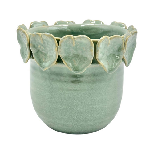 Leaf Applique Planter - Green