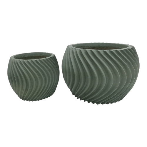 8" / 12" Curvy Lines Rounded Planter (Set of 2) - Sage Green