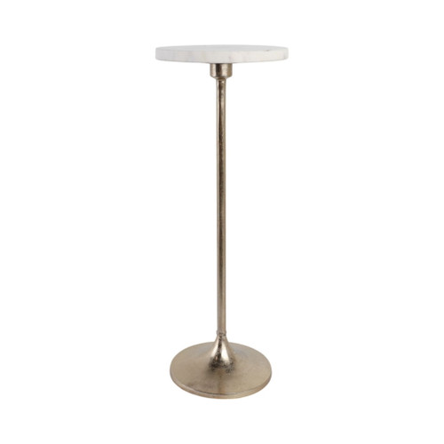 Marble Top Drink Table - White / Gold
