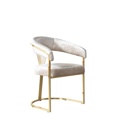 Santana Ivory Modern Glam 7-Piece Dining Set with Gold Accents