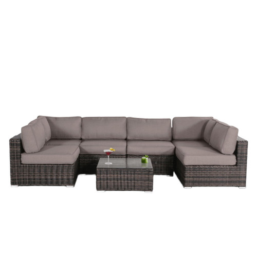 Seating Set With Cushions Handcrafted Wicker Design